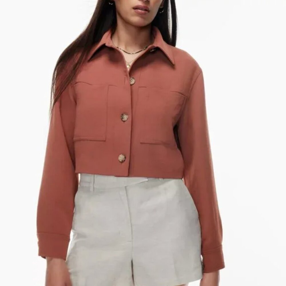 Wilfred by Aritzia Copper Cropped Button Front Jacket Shacket